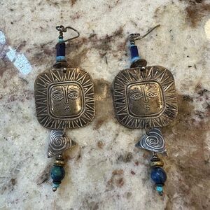 Artisan Silver Sun Face Earrings